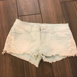 Light denim crochet shorts